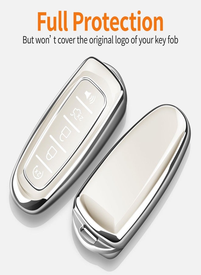 Sindeda for Ford Key Fob Cover with Keychain Soft Full Protection Key Shell Key Case Compatible with Ford C-Max Edge Escape Expedition Explorer Flex Focus Taurus Lincoln MKS MKT MKX Navigator (White) - Image 3